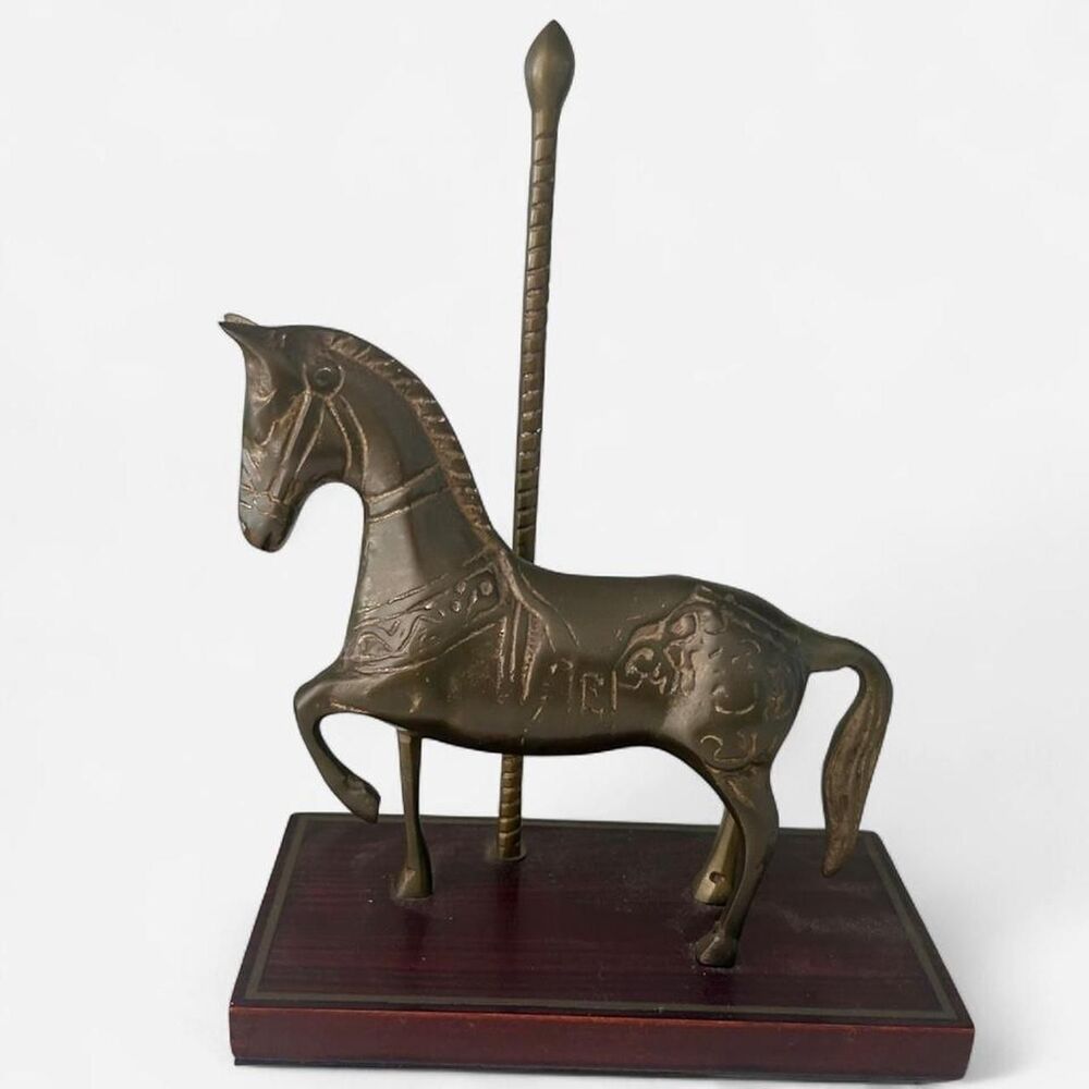 Vintage Patina'd Brass Carnival Horse
